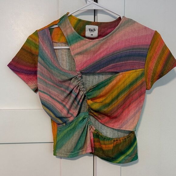 TACH Women's Vibrant Striped Crop Top - Picture 1 of 4